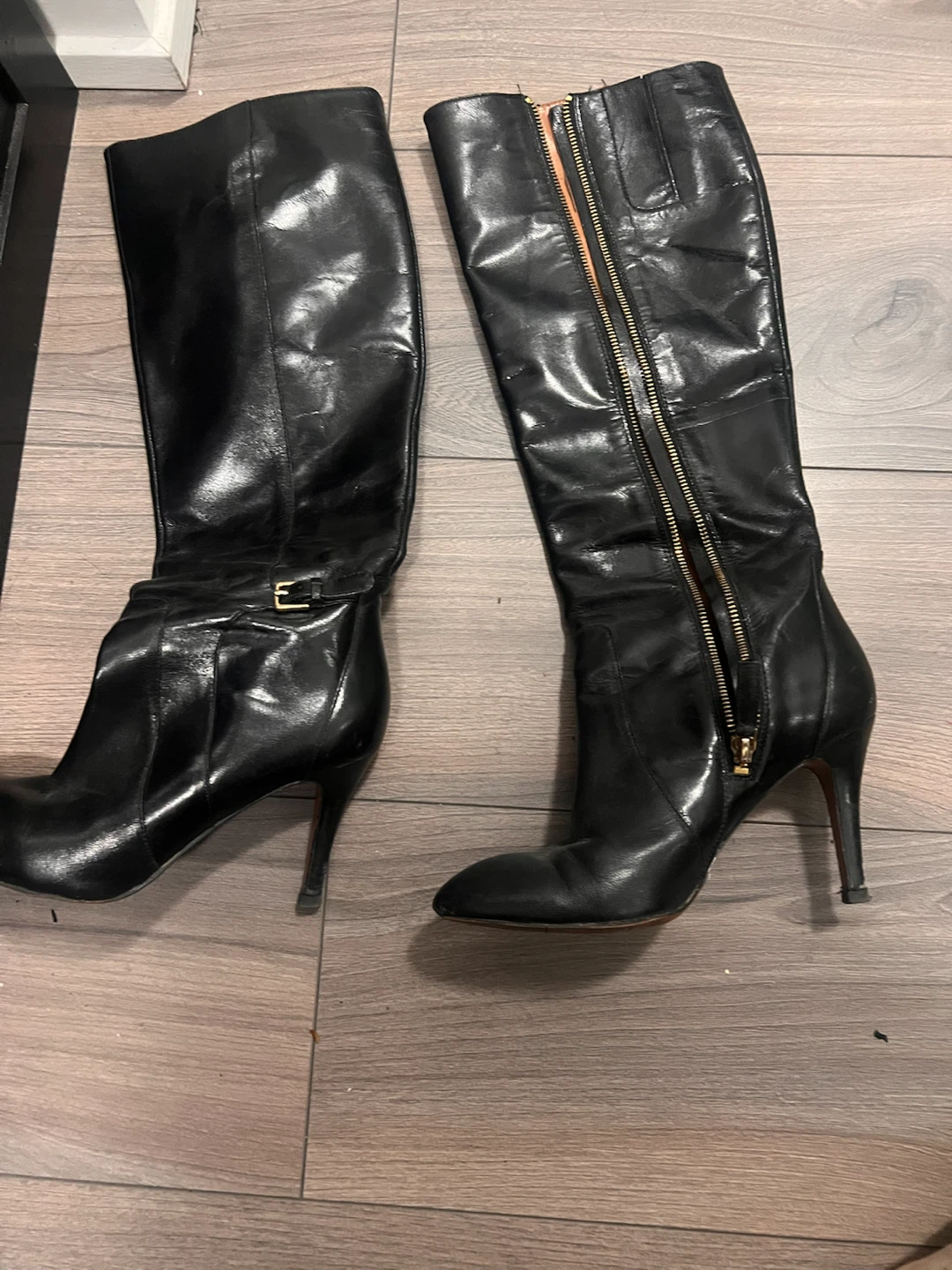 Black Leather Knee-High Boots Size 7