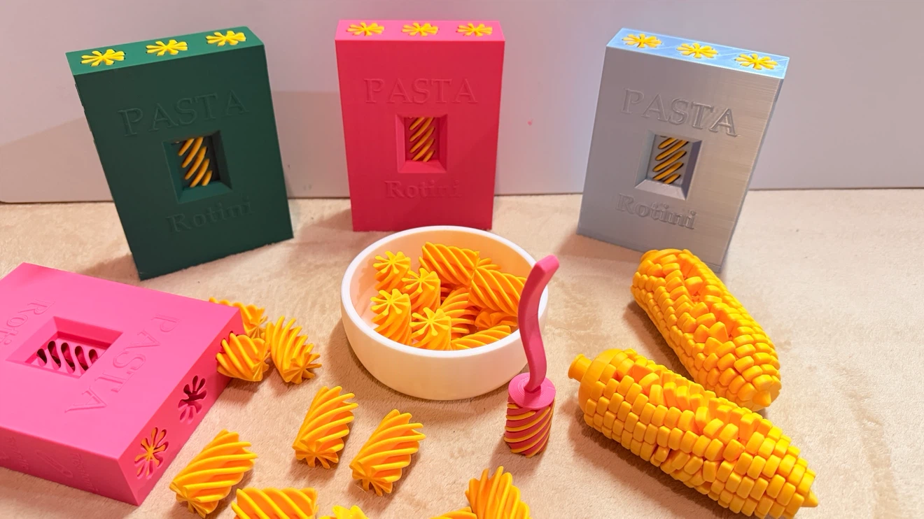 3D Printed Pasta and Corn Toy Set
