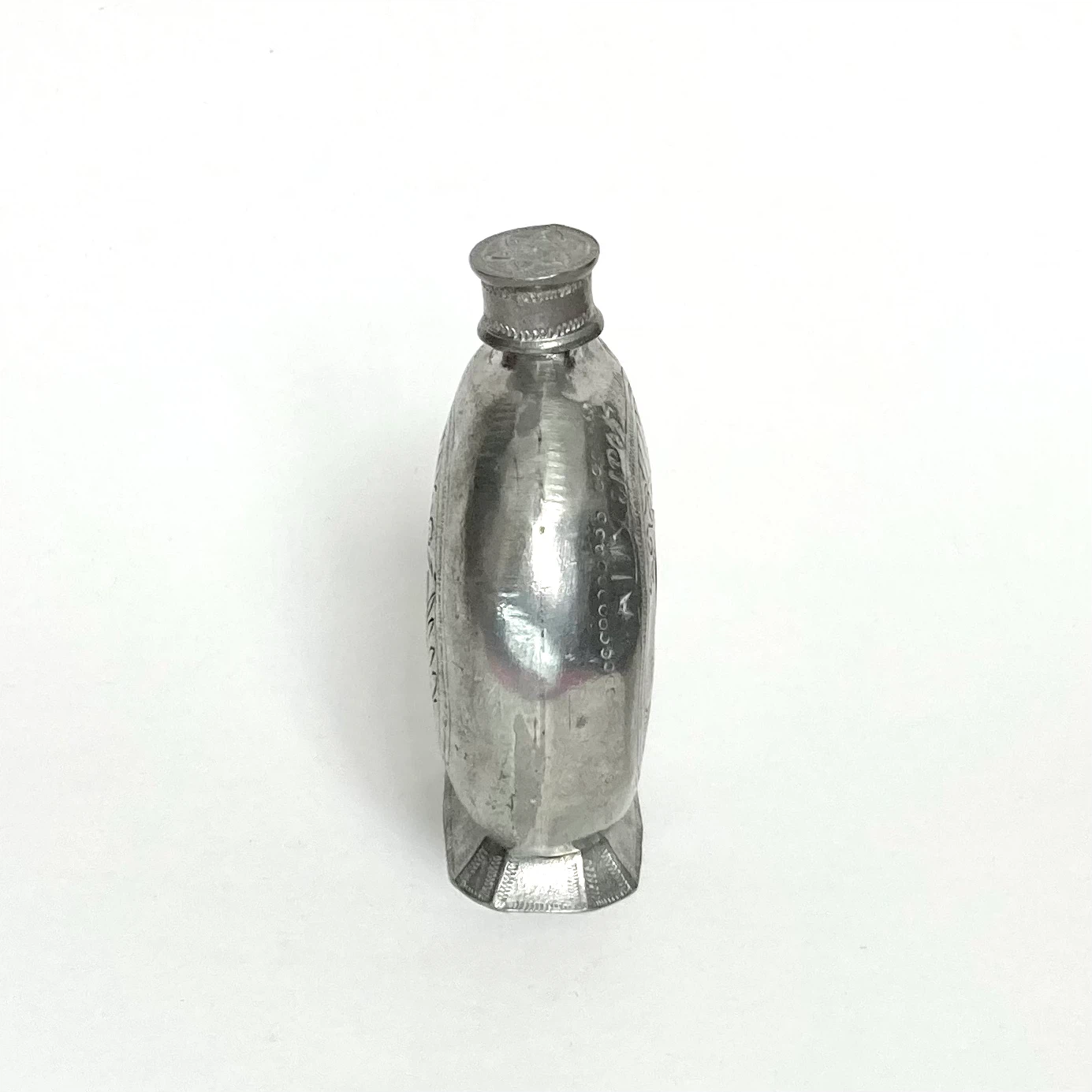 Antique Greek / Balkan Pewter Pilgrim Flask (Holy Water Canteen) - photo 2