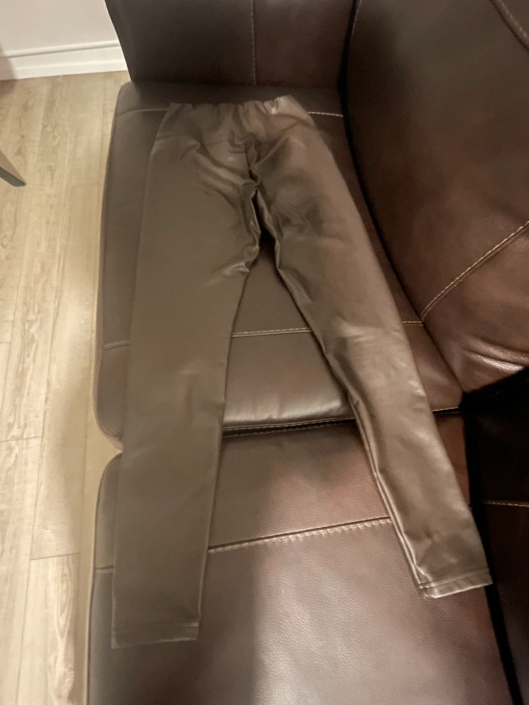 Design Lab Brown Faux Leather Leggings
