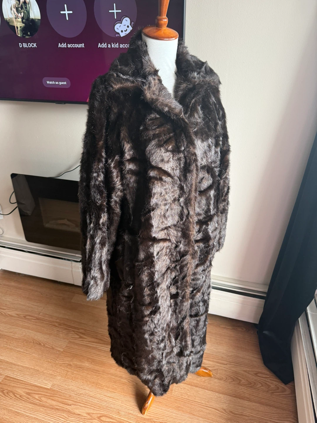 Full length faux fur coat