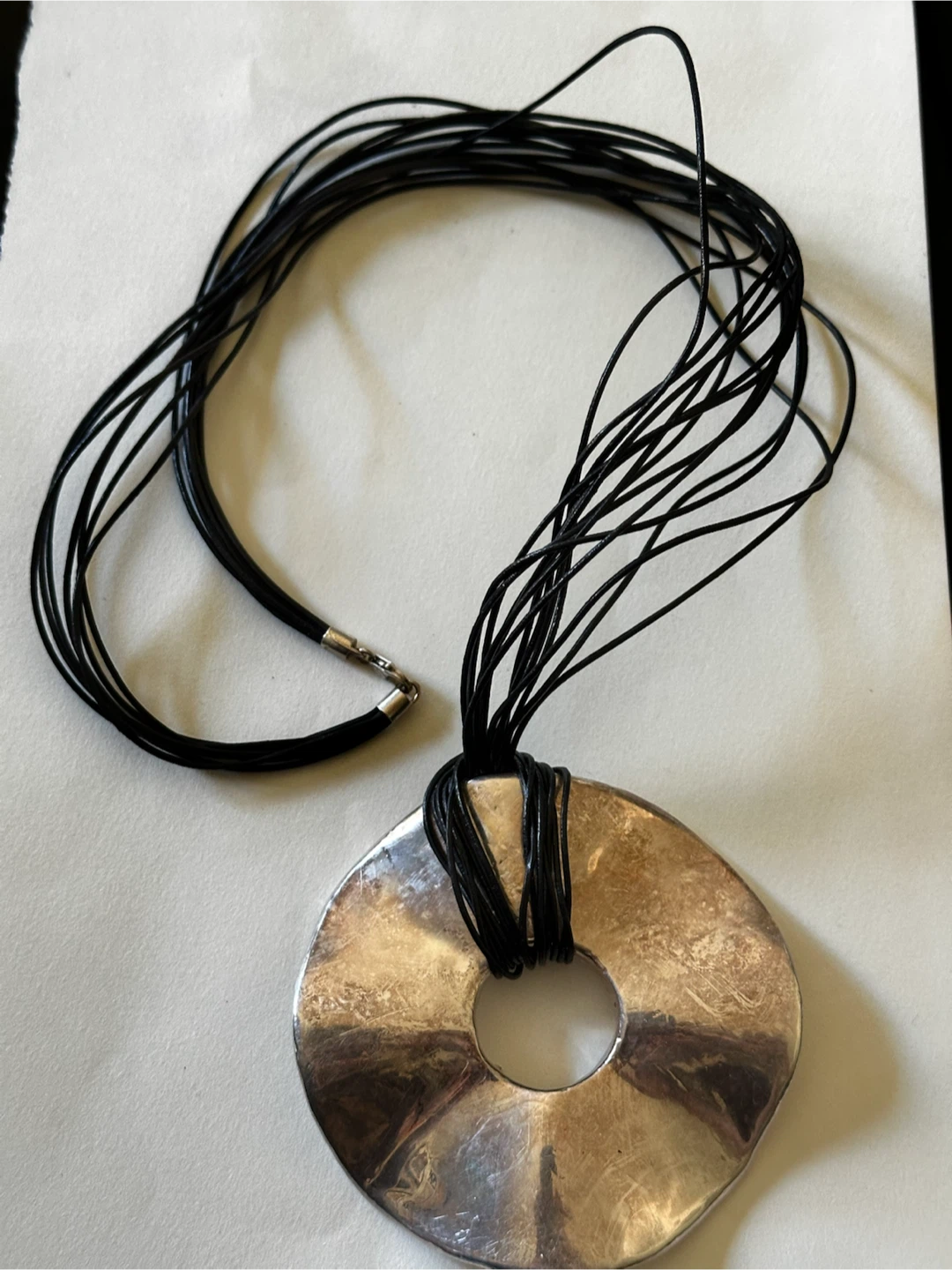 XL 3.5" Sterling Silver Donut Statement Necklace