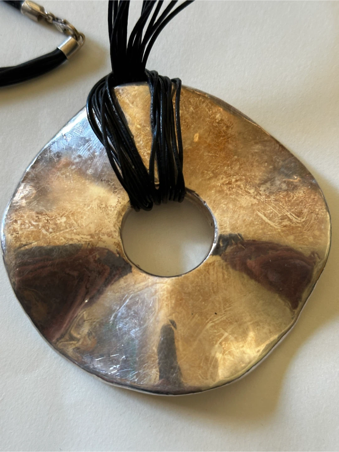 XL 3.5" Sterling Silver Donut Statement Necklace - photo 2