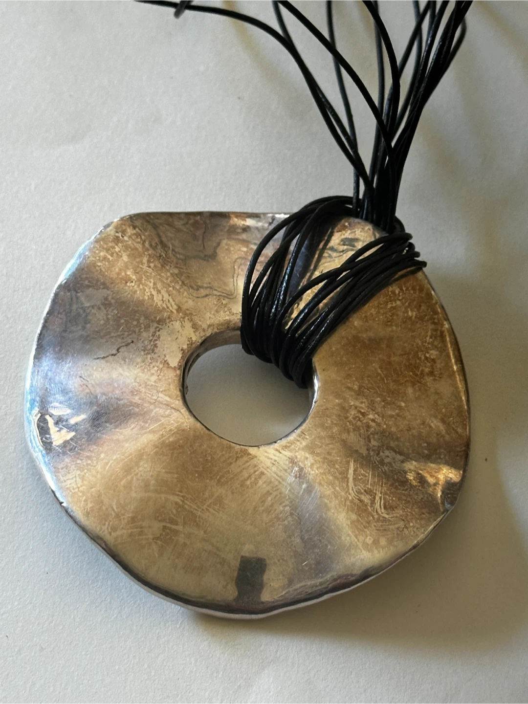 XL 3.5" Sterling Silver Donut Statement Necklace - photo 3