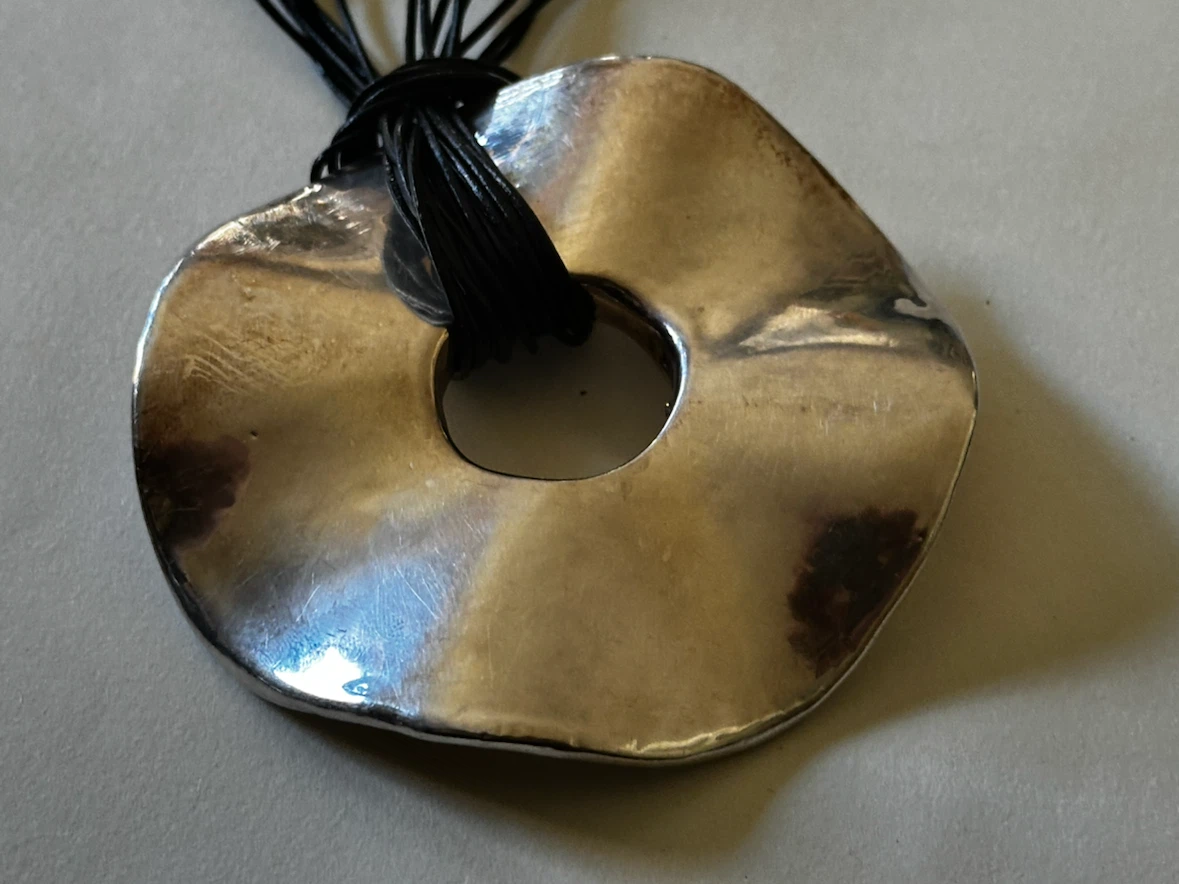 XL 3.5" Sterling Silver Donut Statement Necklace - photo 5