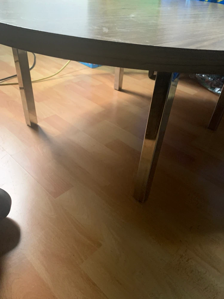 Round  3Feet Wood-Look Coffee Table with Chrome Legs - photo 2