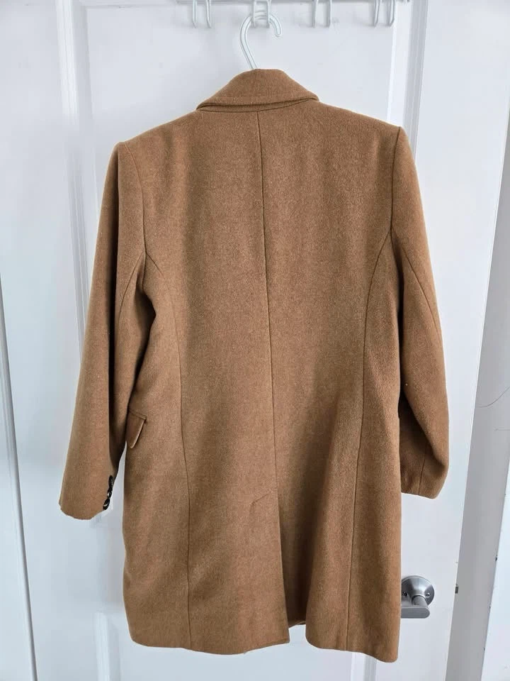 Warehouse Camel Double-Breasted Coat Size 10 - photo 4