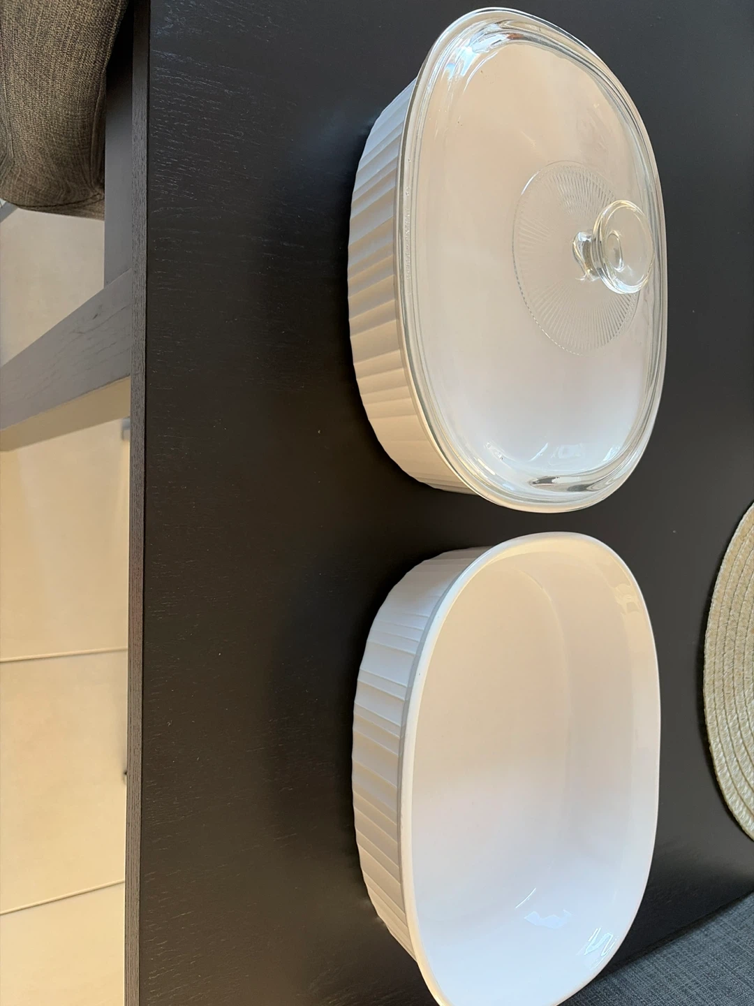 White Oval Ceramic Baking Dish with Glass Lid