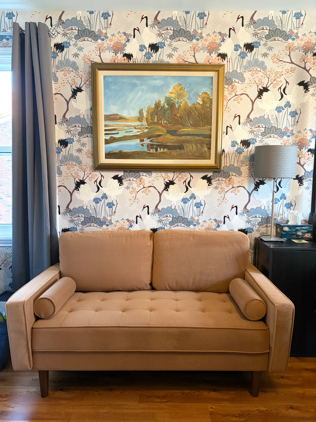 Mid-Century Style 58 inch Tufted Loveseat in Camel