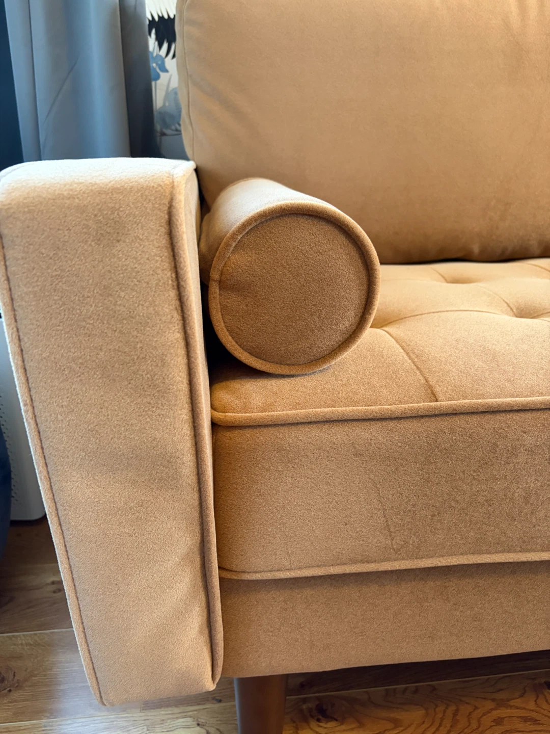 Mid-Century Style 58 inch Tufted Loveseat in Camel - photo 2