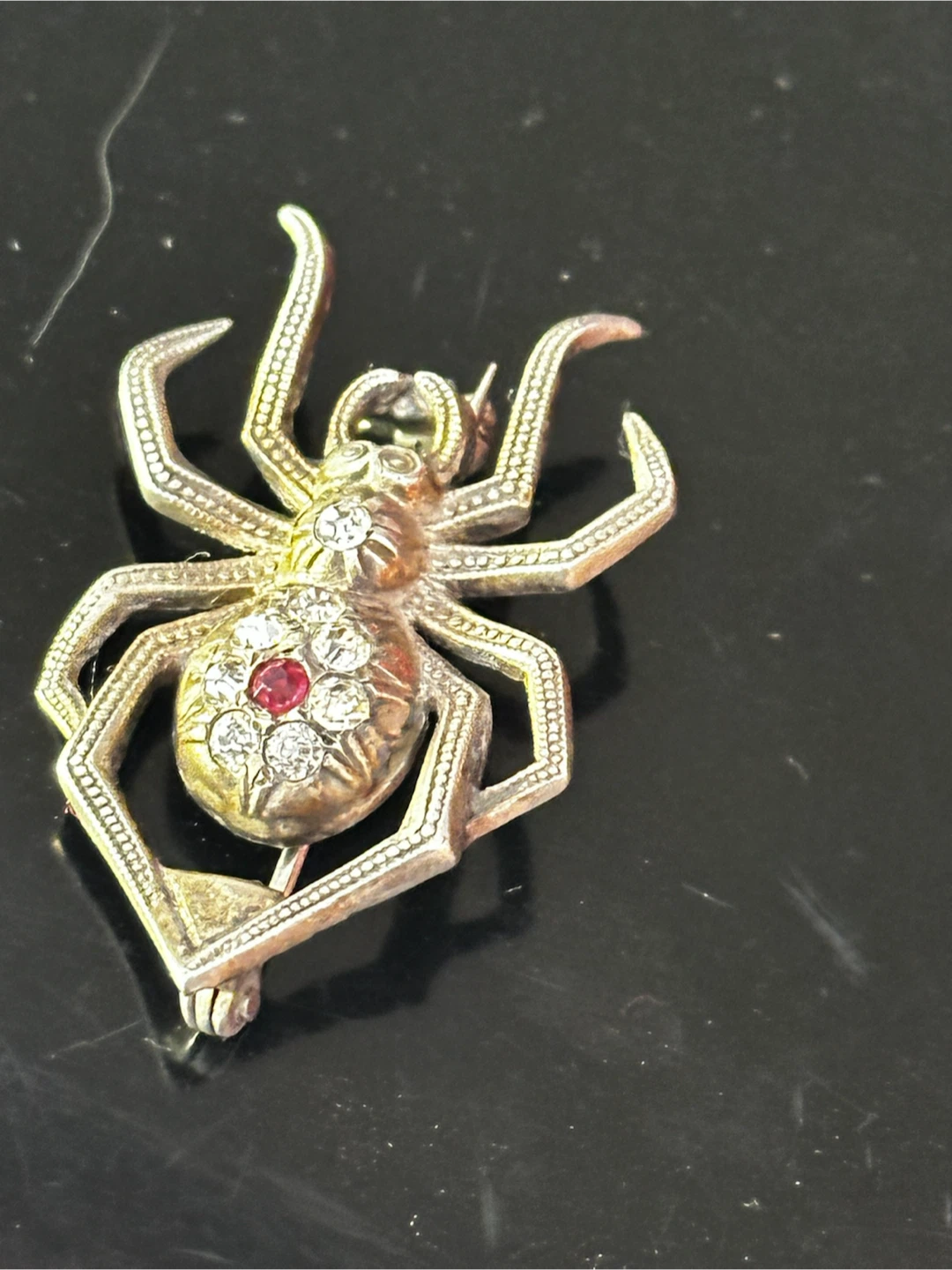 Antique Edwardian Rhinestone Spider Brooch - photo 3