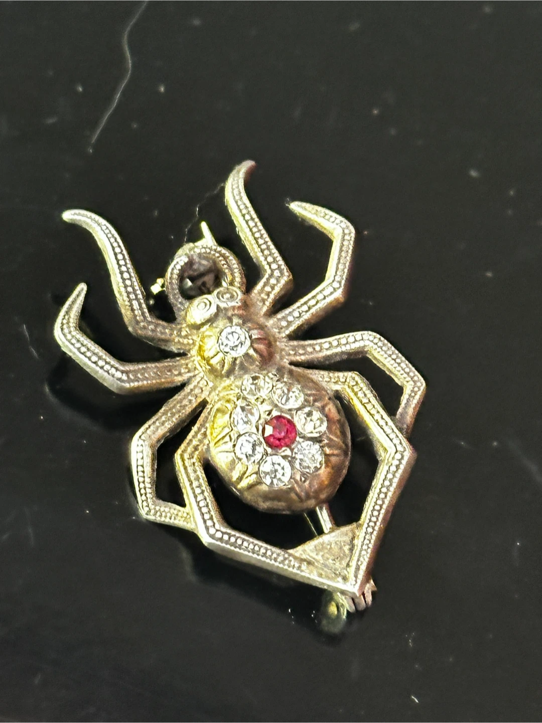 Antique Edwardian Rhinestone Spider Brooch - photo 2