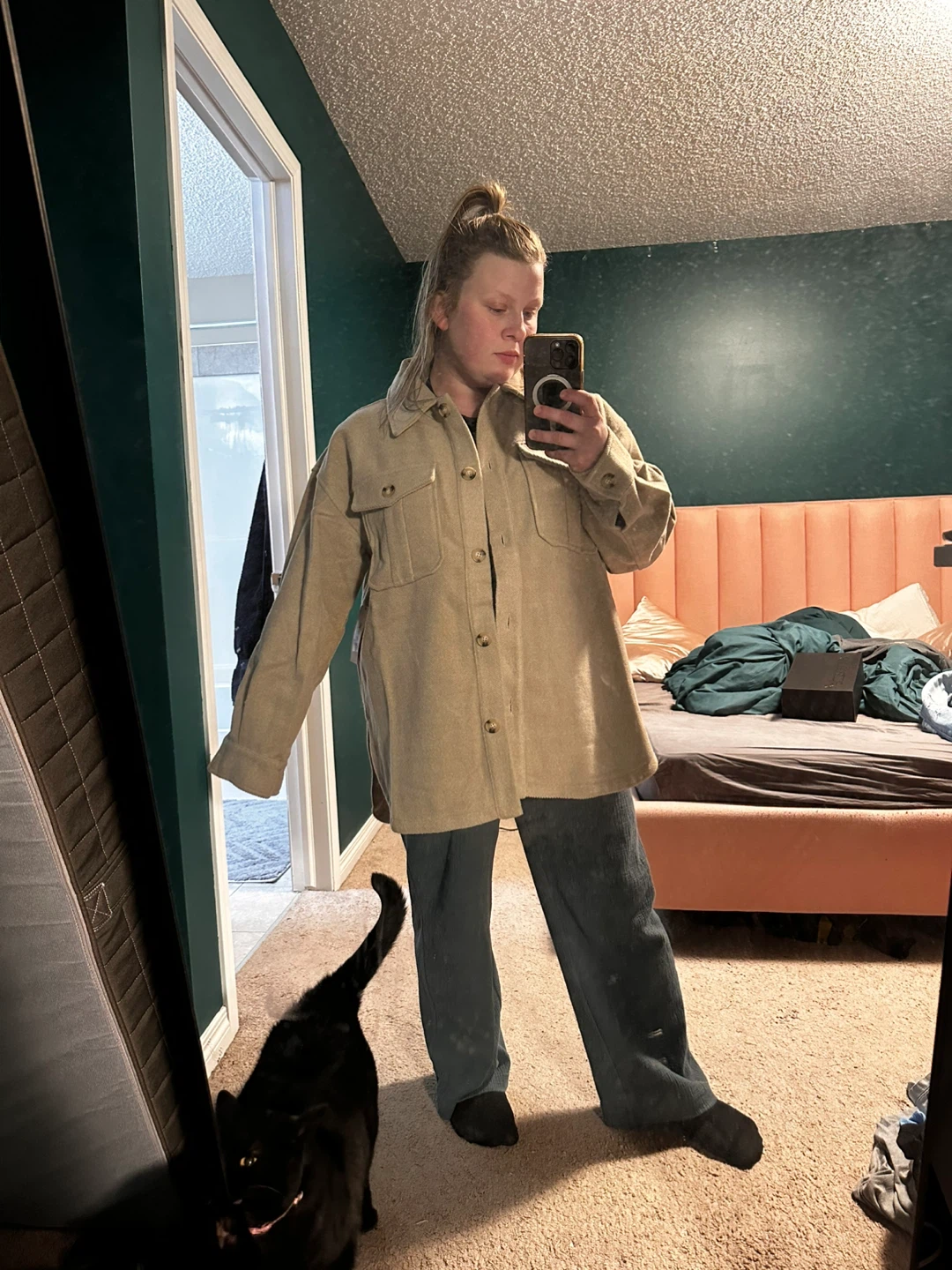 Beige Button-Up Shacket