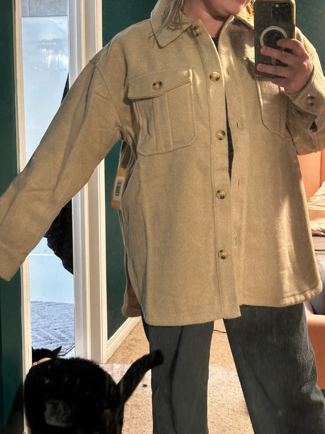 Beige Button-Up Shacket - photo 2