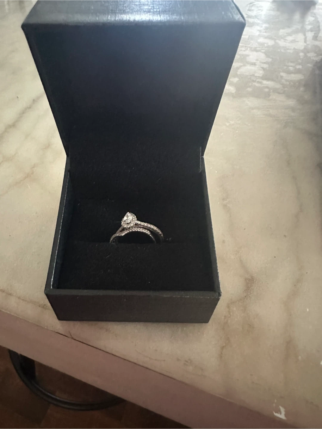 Two-piece pear-shaped ring set