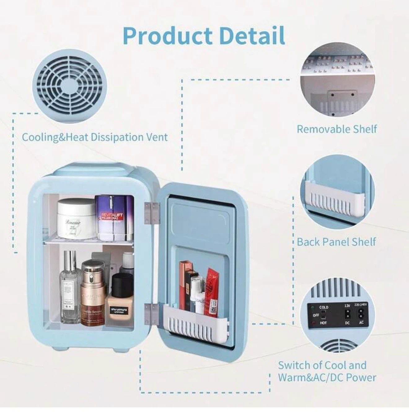 Light Blue Compact Skincare and Beverage Fridge - photo 4