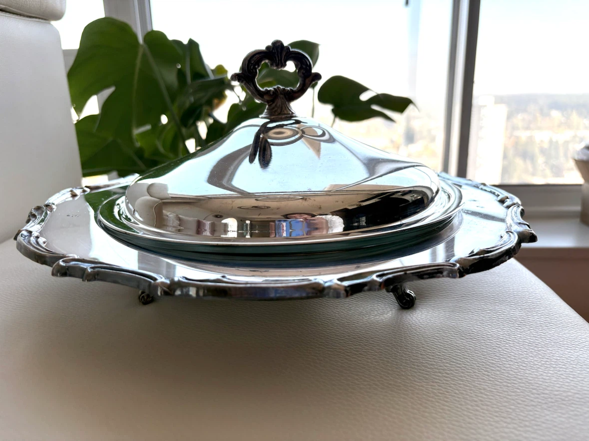 Silverplate Covered Casserole Server with Glass Insert - photo 2