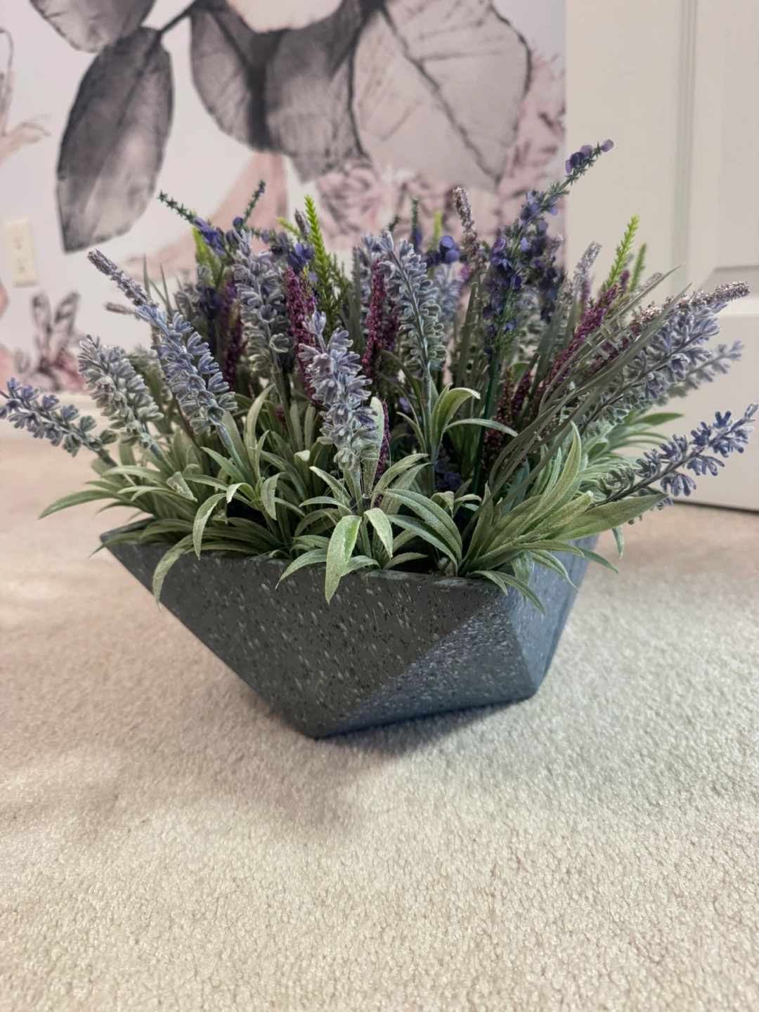 Artificial Lavender Arrangement in Geometric Pot