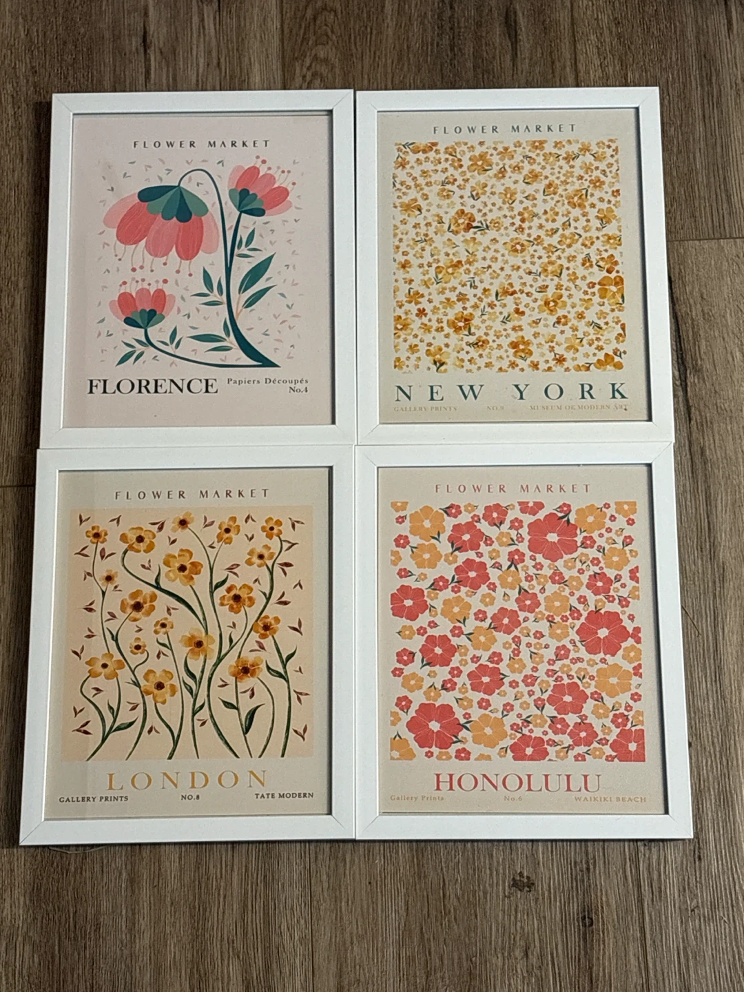 Set of 8 floral prints*FRAME INCLUDED*