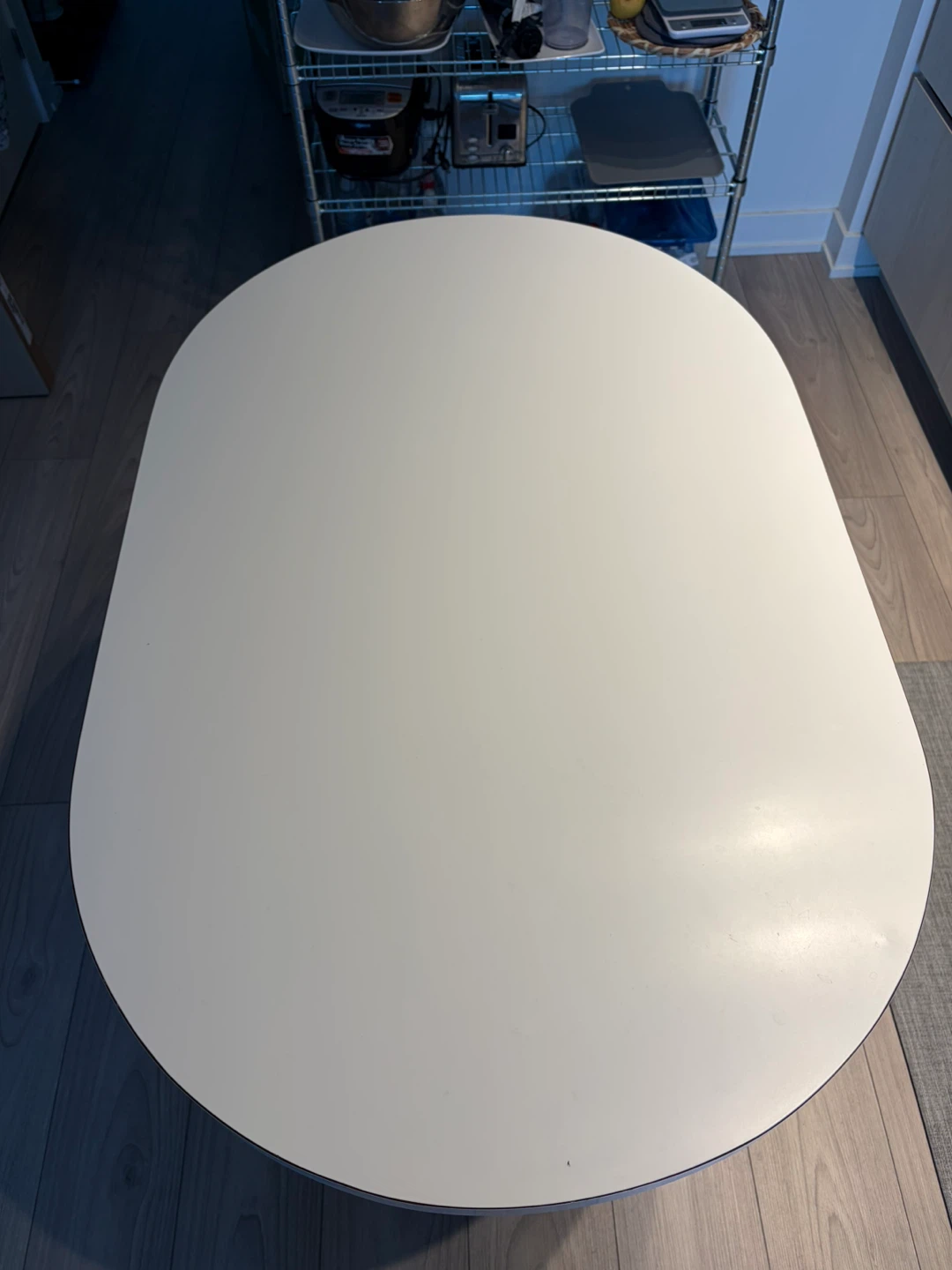 MCM Oval Dining Table - Vintage White & Chrome Pedestal - photo 2