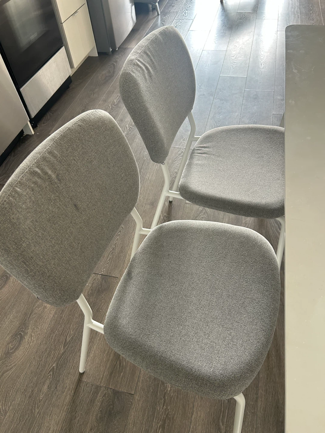 Set of Two Grey Dining Chairs