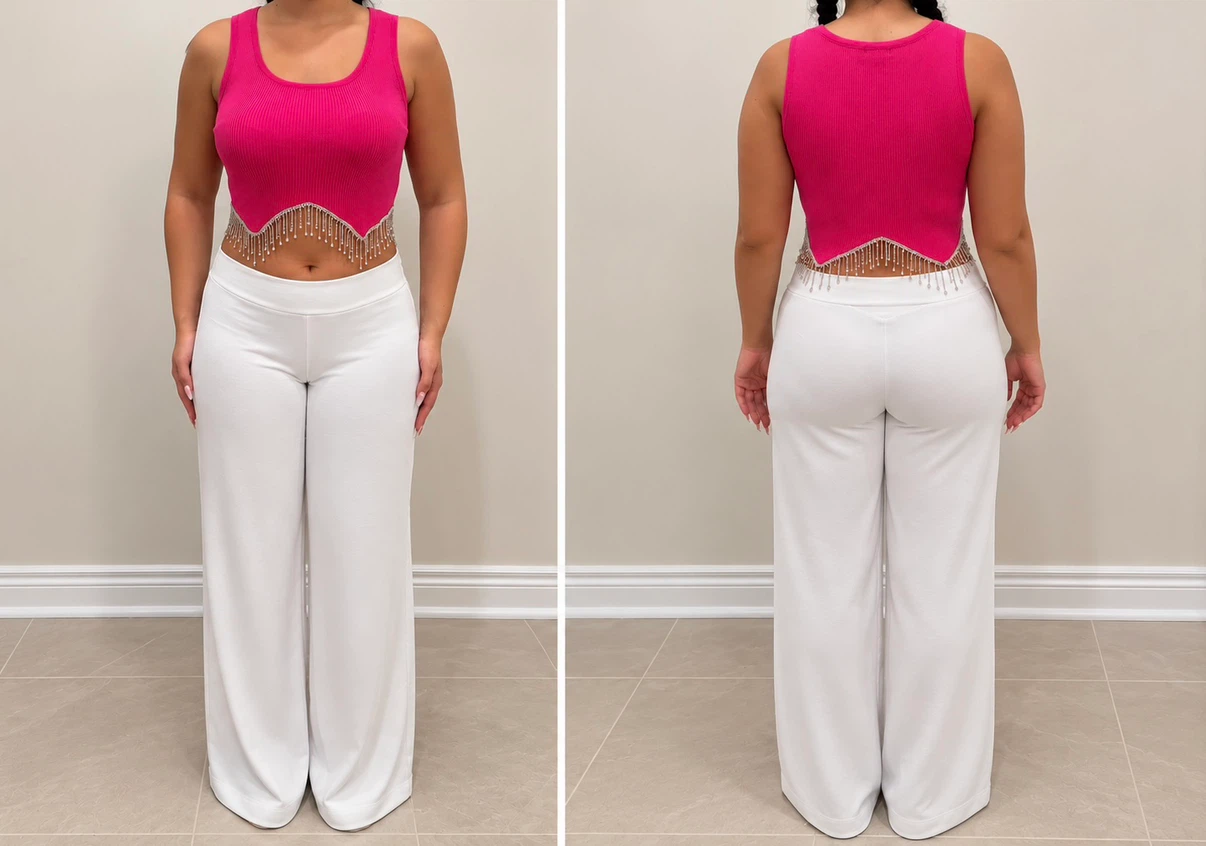 Hot Pink Rhinestone Fringe Crop Top