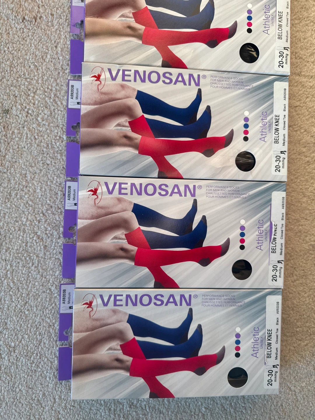 5 Boxes of Venosan Athletic Performance Socks - Medium