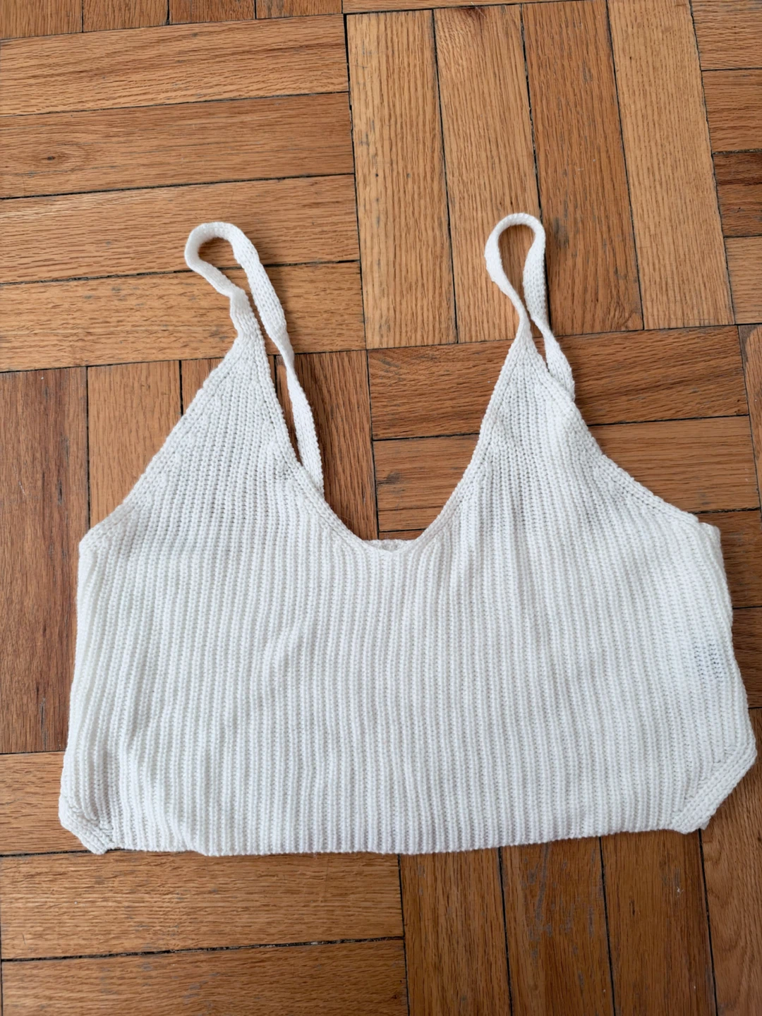 White Ribbed Knit Tank Top