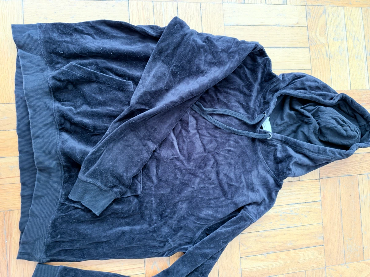Black Velour Hoodie - Size Large