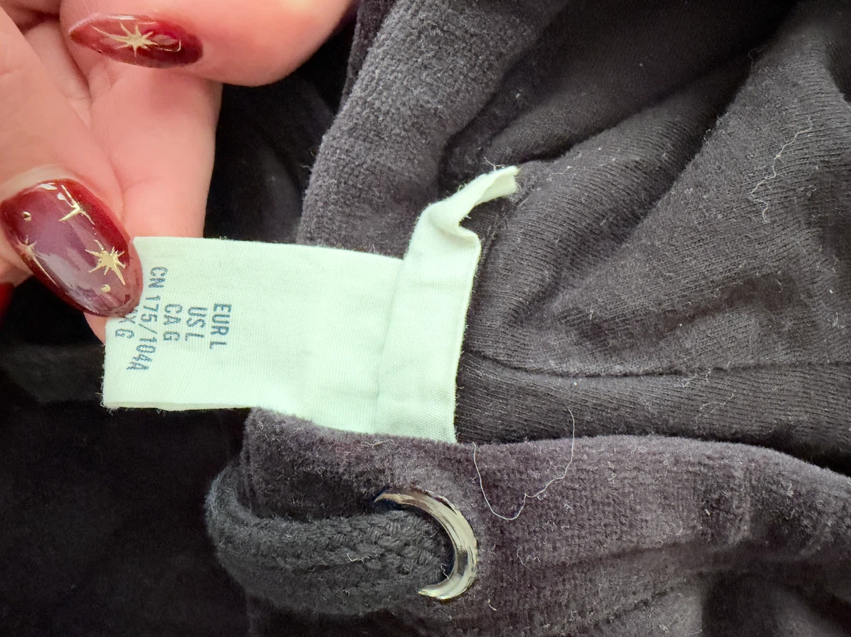 Black Velour Hoodie - Size Large - photo 2