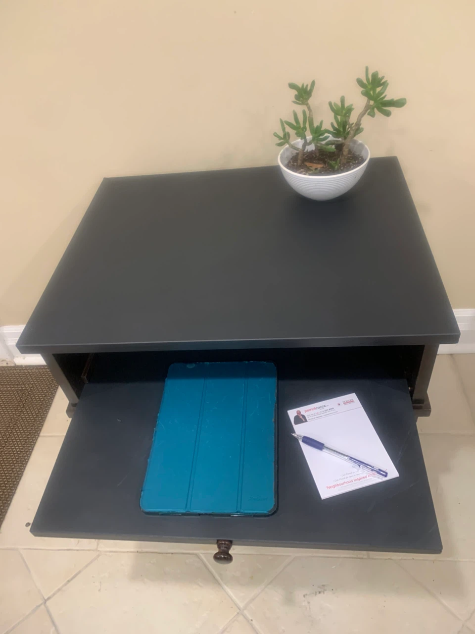 Wood Side Table with Pull-Out Desk Tray (24x19x26”) - photo 4