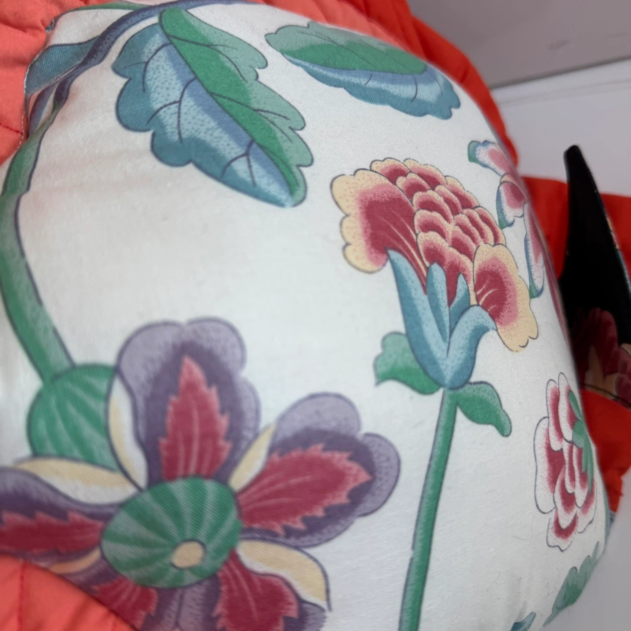 Handmade Fabric Fish Pillow Floral Quilted Decor VTG 17x11" - photo 5