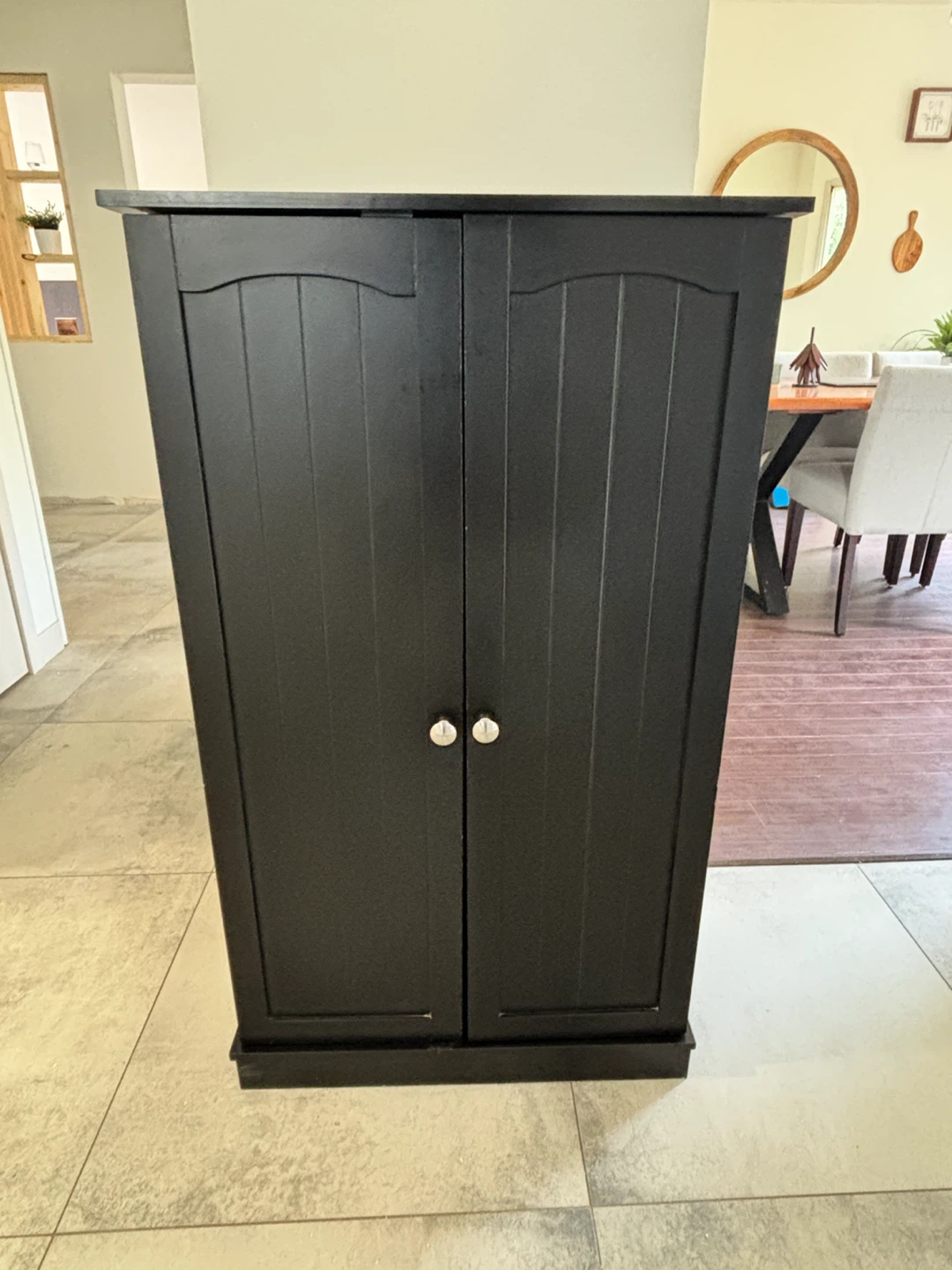 Black Pantry Cabinet with Spice Racks