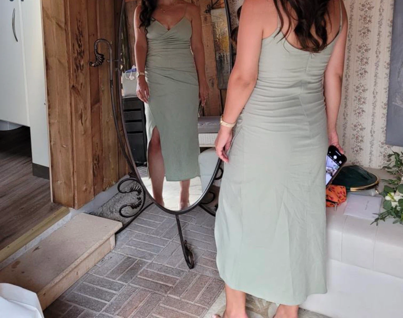 Zara Sage Green Midi Dress