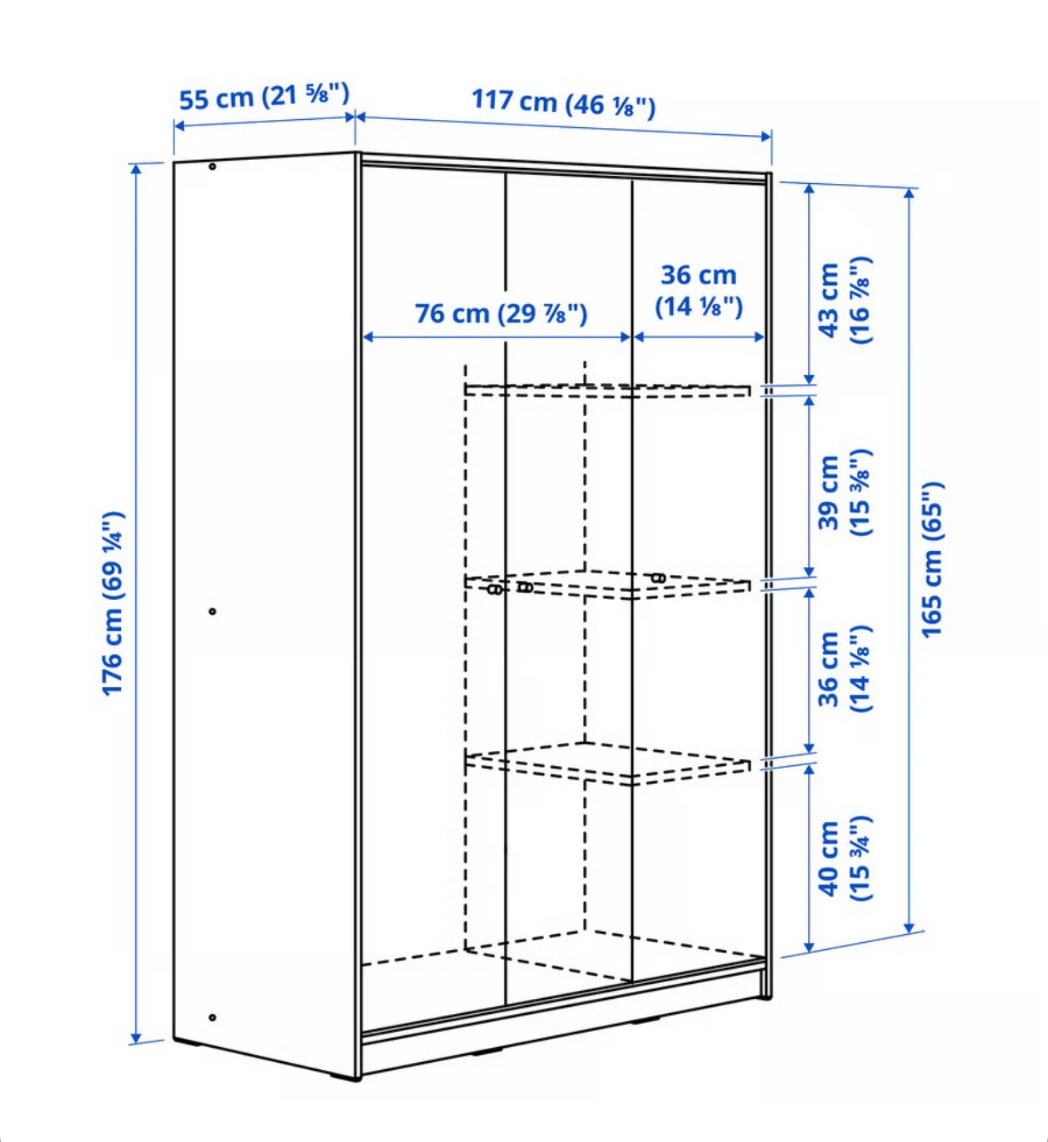 IKEA White 3-Door Wardrobe