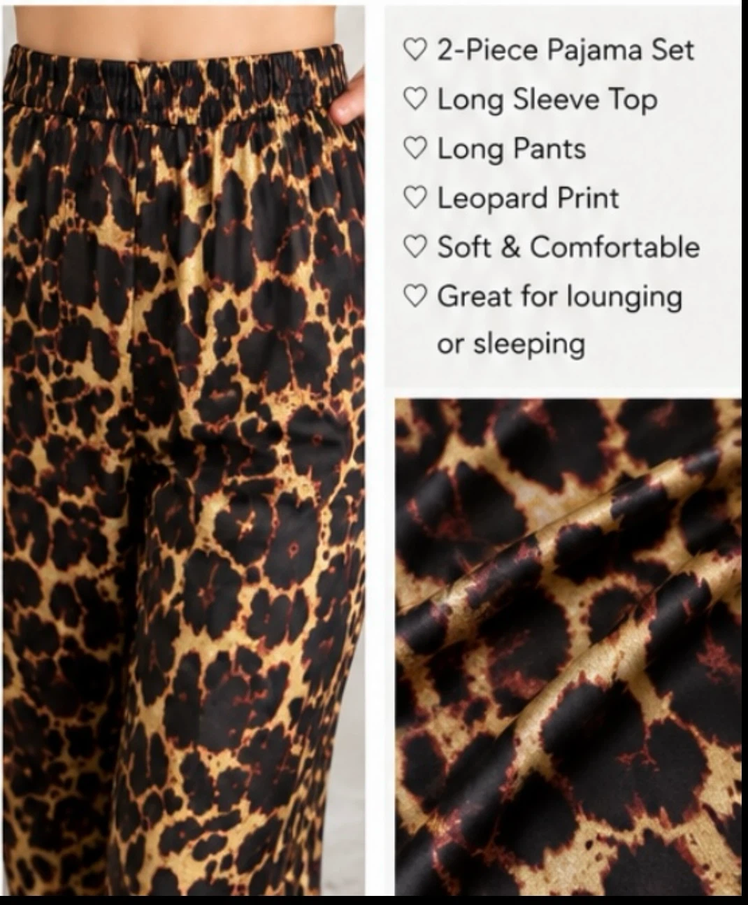 2-Piece Leopard Print Pajama Set M - photo 5