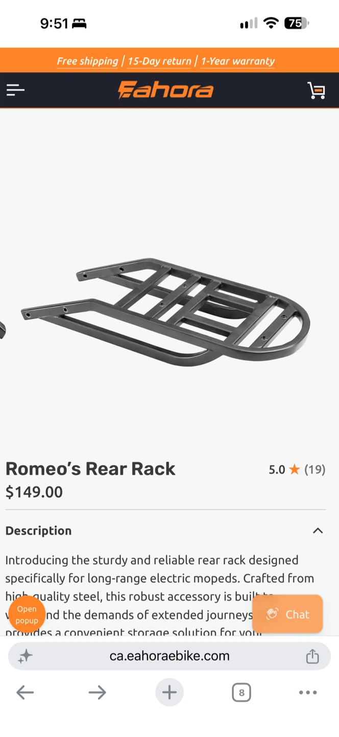 Eahora Romeo Rear Rack