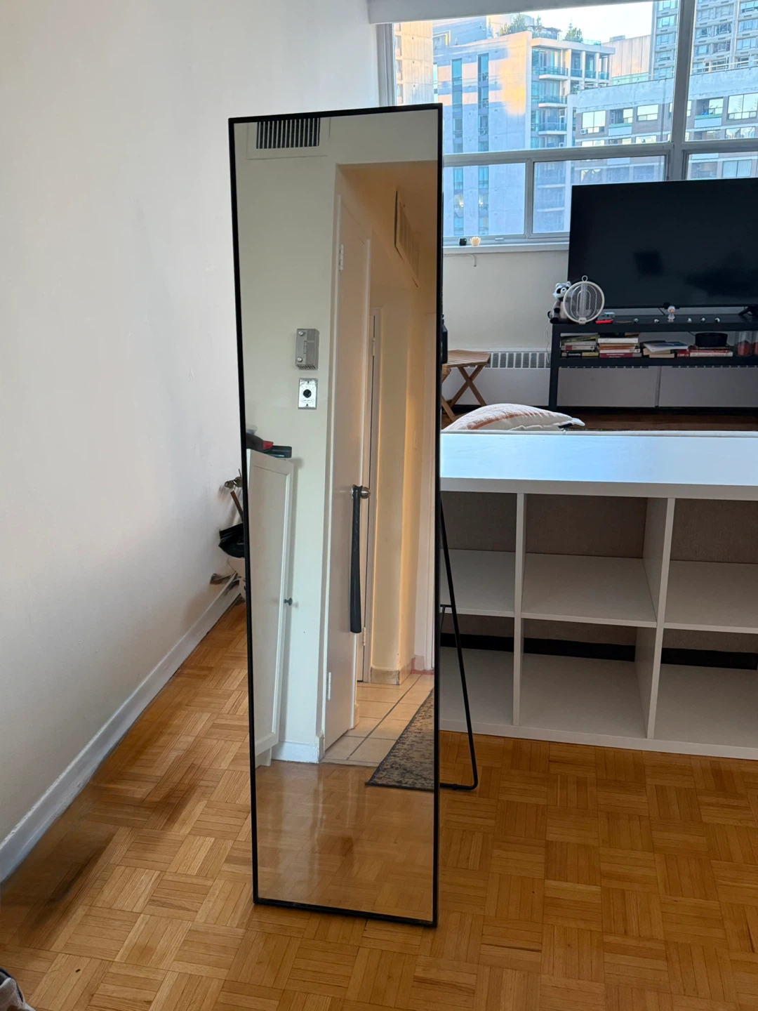 Full-Length Floor Mirror with Black Metal Frame