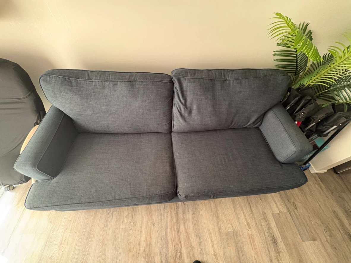 Two-Seater blue-Grey Fabric Sofa
