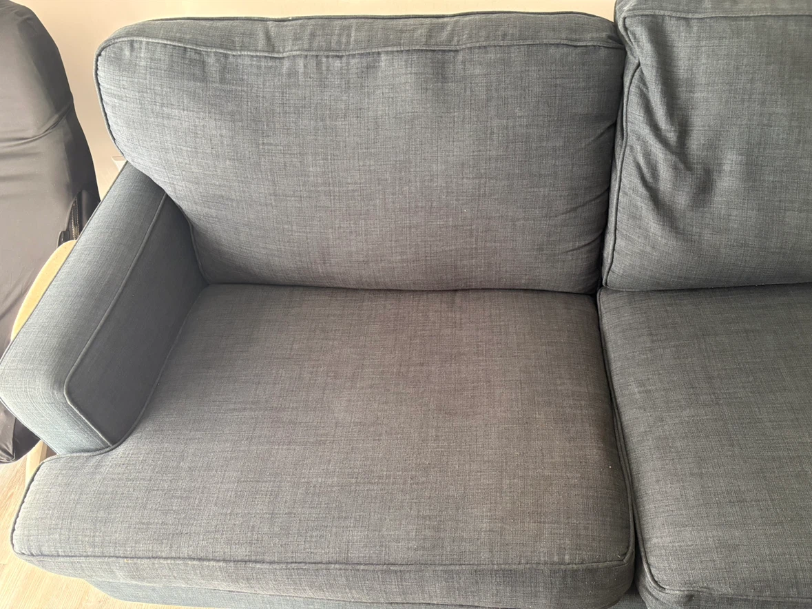 Two-Seater blue-Grey Fabric Sofa - photo 2