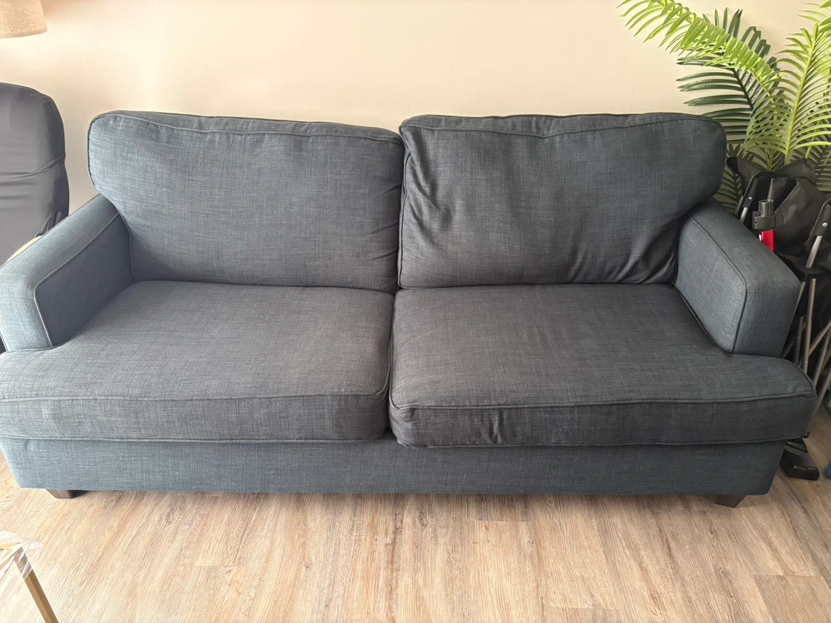 Two-Seater blue-Grey Fabric Sofa - photo 3