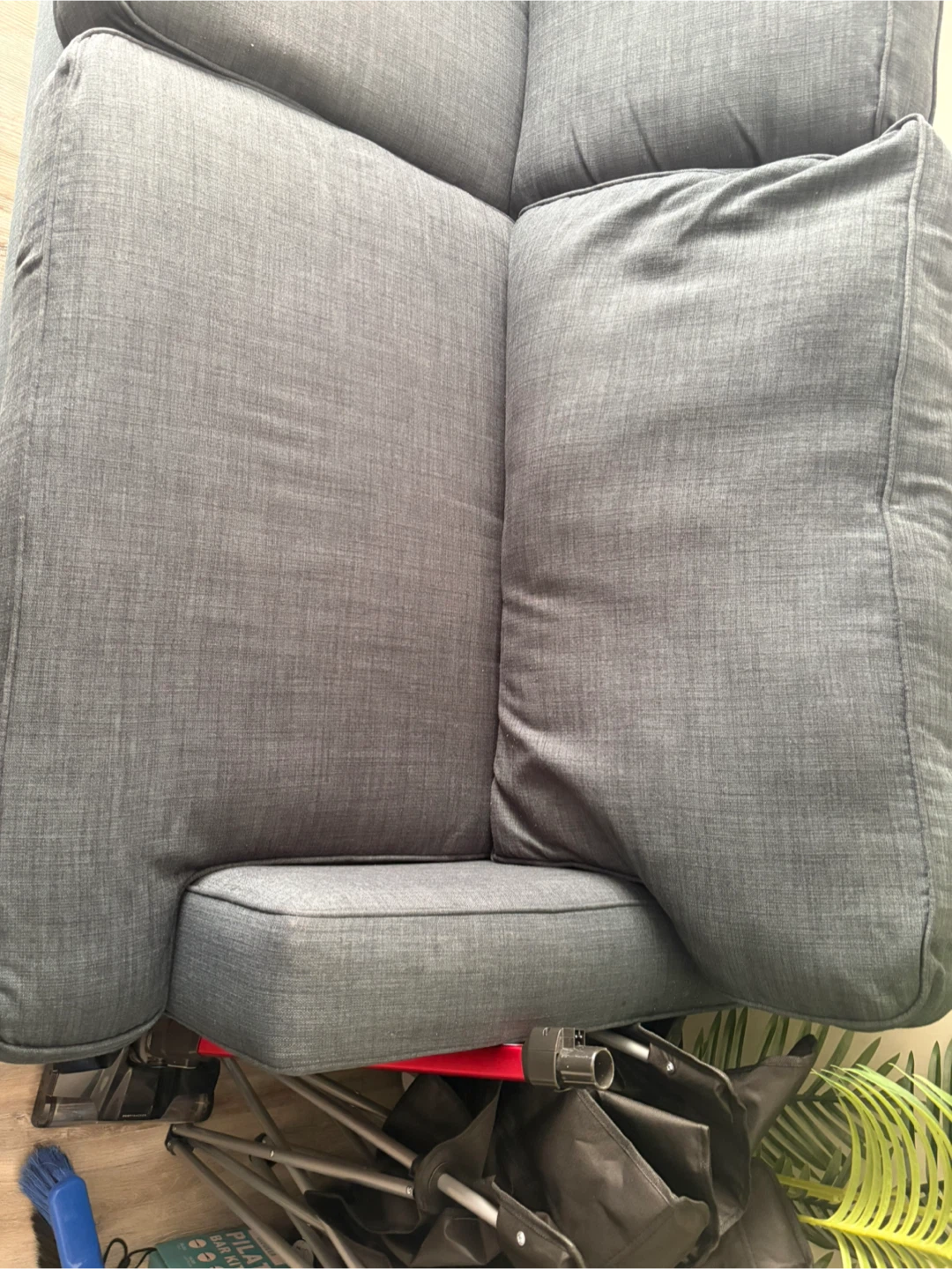 Two-Seater blue-Grey Fabric Sofa - photo 4