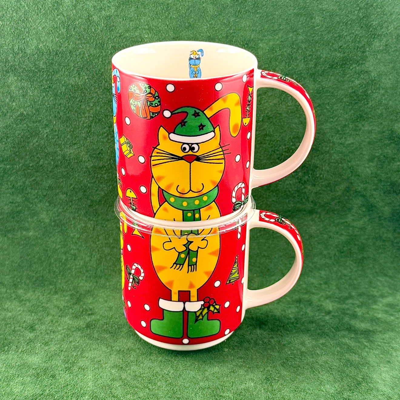 Maxwell Williams stackable Christmas cats mugs