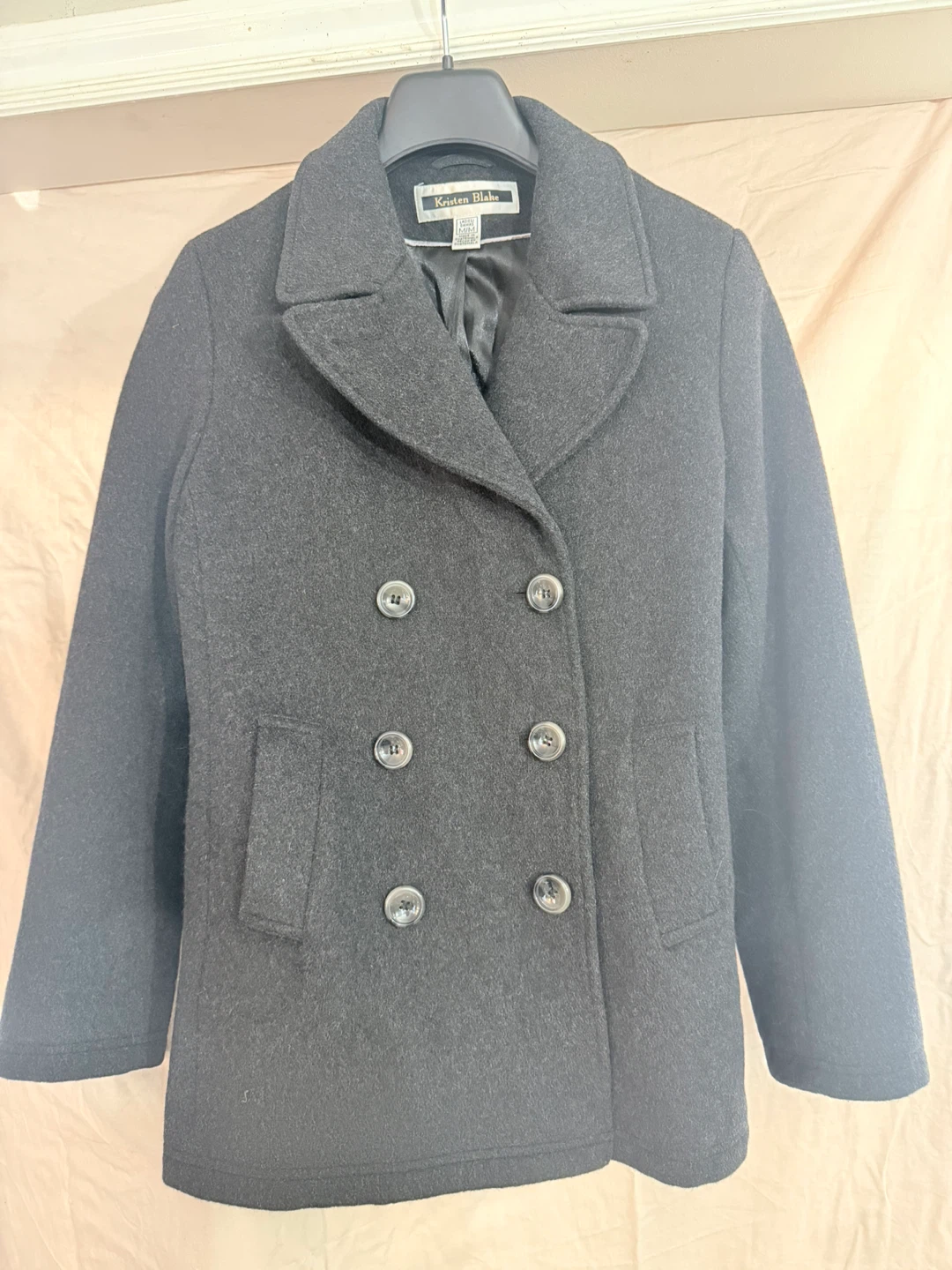Grey Wool Peacoat - Women's M
