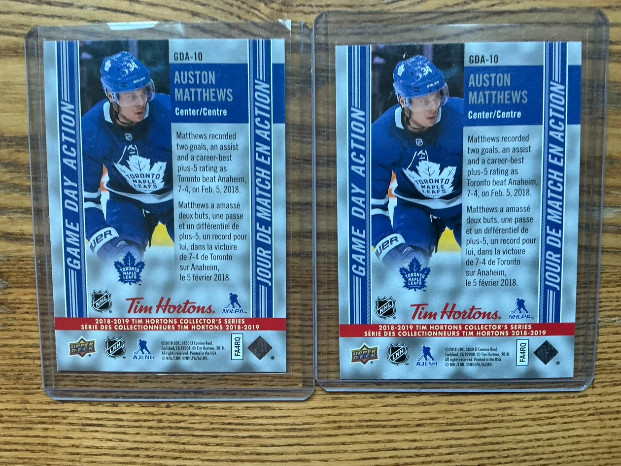 2 Auston Matthews 2018-19 Tim Hortons Hockey Cards - photo 4