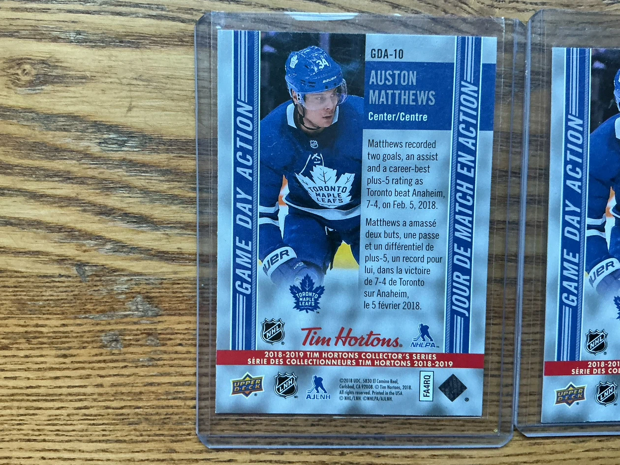 2 Auston Matthews 2018-19 Tim Hortons Hockey Cards - photo 5