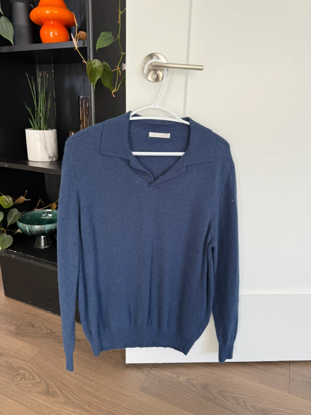 Zara Blue Collared Knit Sweater