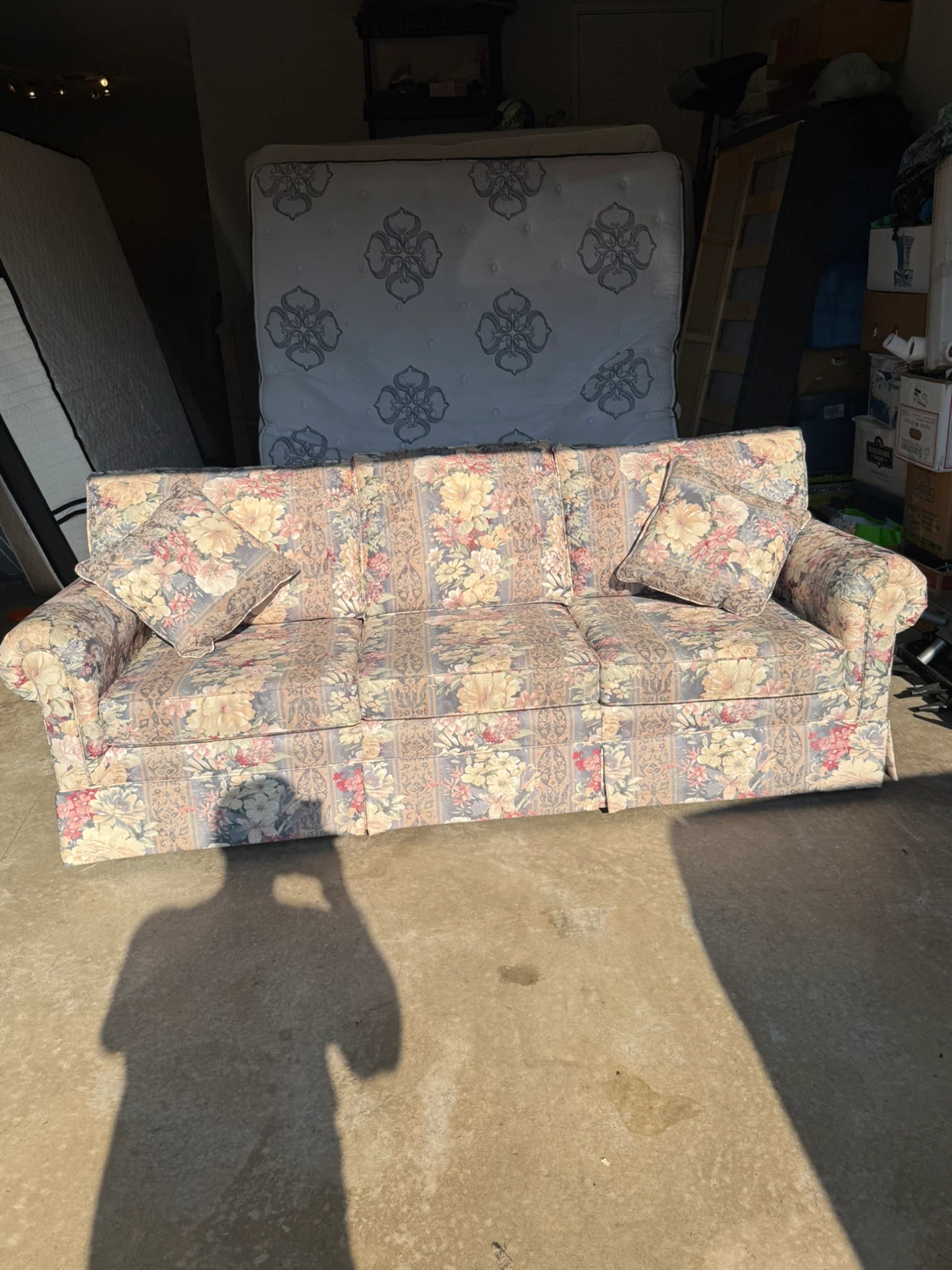 Floral pattern three-seater sofa