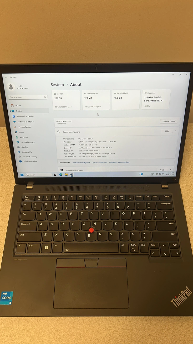 Lenovo ThinkPad T14 Laptop Gen 4 Touch screen - photo 2