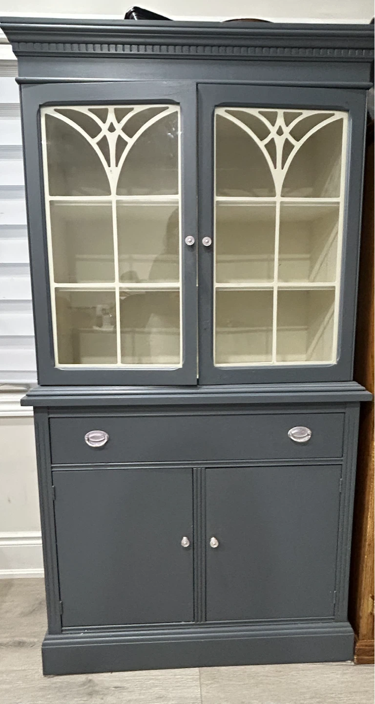 Dark Grey Painted China Cabinet